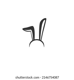 Funny rabbit ears mask. Cute bunny ears icon flat vector sign