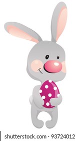 Funny rabbit with  egg. EPS10. Contains transparent objects used for shadows drawing