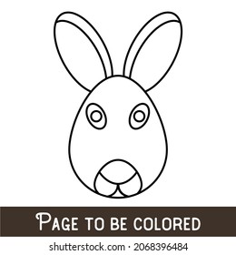 Funny Rabbit Face to be colored, the coloring book for preschool kids with easy educational gaming level, medium.