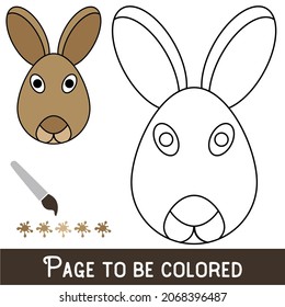 Funny Rabbit Face to be colored, the coloring book for preschool kids with easy educational gaming level.