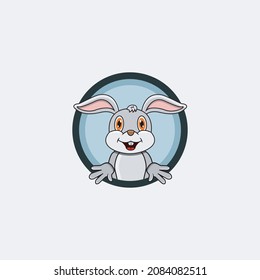 Funny Rabbit Head Character Design. Perfect For Logo, Label, Template and Icon. Vector and Illustration.