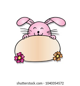 Funny Rabbit  Holding A Banner