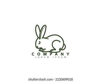 Funny rabbit icon. Linear drawing style logo, emblem bunny. Home pet happy hare. vector illustration