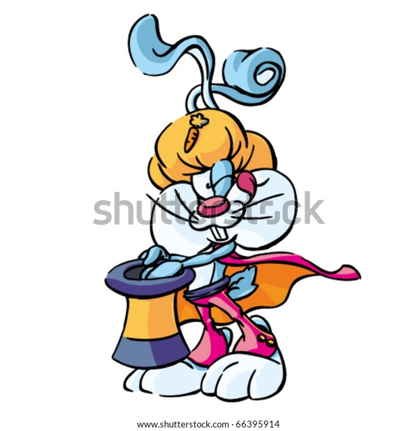 Funny Rabbit Magician Vector Art Illustration Stock Vector Royalty Free 66395914