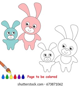 Funny Rabbit and Mother to be colored, the coloring book for preschool kids with easy educational gaming level.