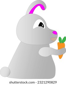 Funny rabbit on a white background, children's drawing.