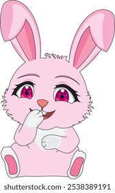 Funny rabbit pink bunny character mascot vector