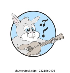 Funny rabbit playing guitar design