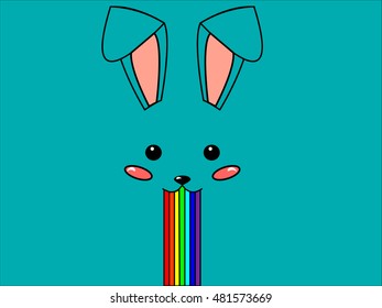Funny rabbit and rainbow.