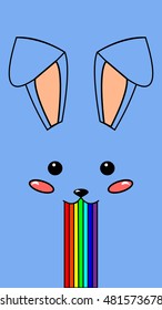 Funny rabbit and rainbow.