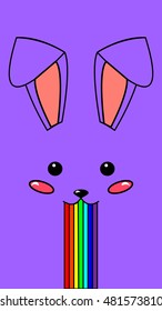 Funny rabbit and rainbow.