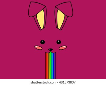 Funny rabbit and rainbow.