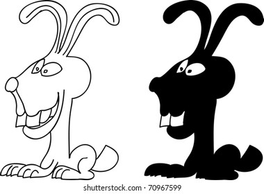 Funny rabbit silhouette and stroke