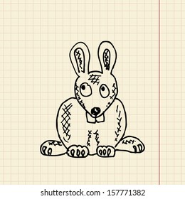 Funny rabbit sketch for your design, vector illustration, eps10, 2 layers