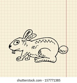 Funny rabbit sketch for your design, vector illustration, eps10, 2 layers