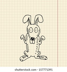 Funny rabbit sketch for your design, vector illustration, eps10, 2 layers