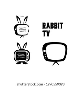 The funny rabbit tv illustration vector