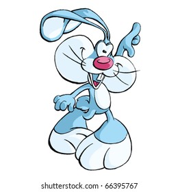 Funny rabbit vector illustration. Hand drawn colored art character easy editable for book.