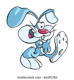 Funny rabbit vector illustration. Hand drawn colored art character easy editable for book.
