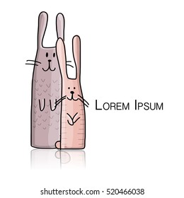 Funny rabbits character for your design. Vector illustration