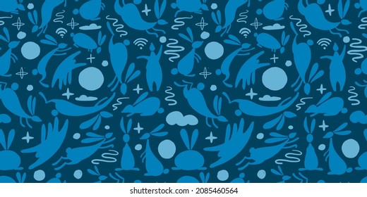 Funny rabbits. Mid-autumn festival. Seamless Pattern Background for your design