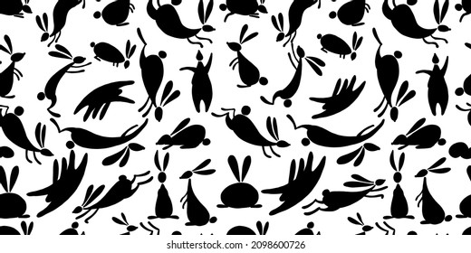 Funny rabbits. Mid-autumn festival. Seamless Pattern Background for your design