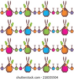 funny rabbits on the factory texture, bright positive cartoon