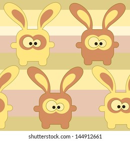 Funny rabbits seamless pattern. Vector illustration