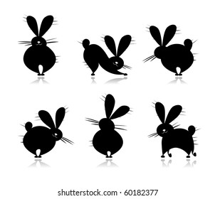 Funny rabbit's silhouettes for your design
