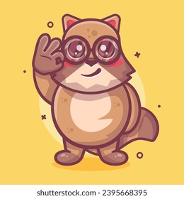 funny raccoon animal character mascot with ok sign hand gesture isolated cartoon 