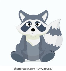 funny raccoon characters with annoyed expressions illustration,raccoon cartoon