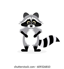 Funny raccoon isolated on white background. vector illustration.