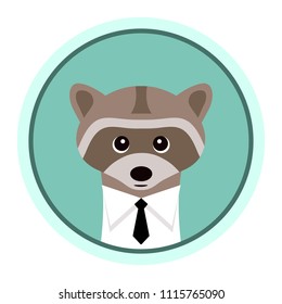 Funny raccoon in a shirt with a tie. Vector illustration