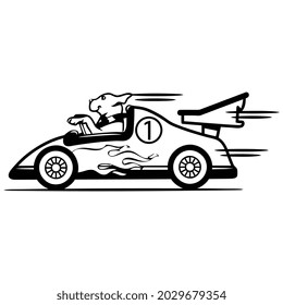 funny race car dog wo pique design vector illustration for use in design and print wall art poster canvas