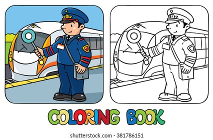 Funny railroader. Coloring book