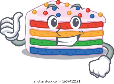 Funny rainbow cake making Thumbs up gesture