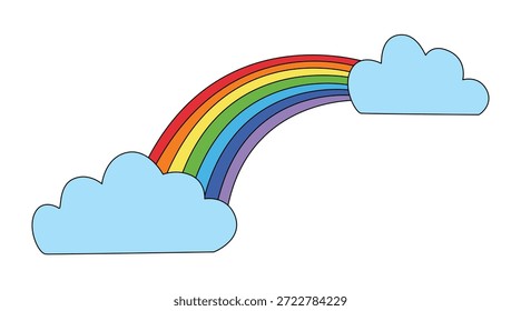 Funny rainbow and cloud on a white background