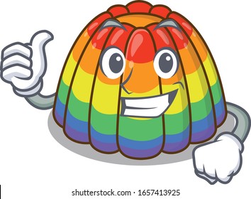 Funny rainbow jelly making Thumbs up gesture