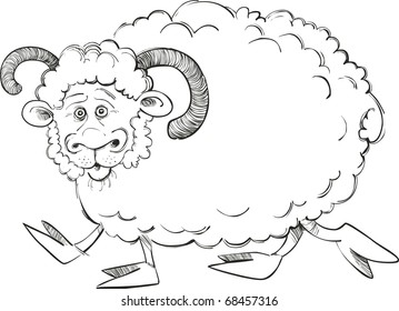 funny ram for coloring book
