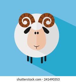 Funny Ram Sheep.Modern Flat Design Vector Illustration variant 3