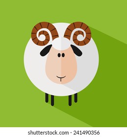 Funny Ram Sheep.Modern Flat Design Vector Illustration variant 1