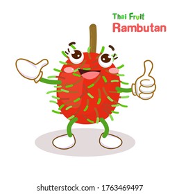 Funny Rambutan Thai Fruit  Vector