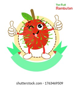 Funny Rambutan Thai Fruit  Vector