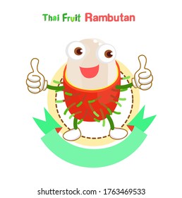 Gracioso vector de frutas Rambutan Thai