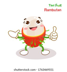 Gracioso vector de frutas Rambutan Thai