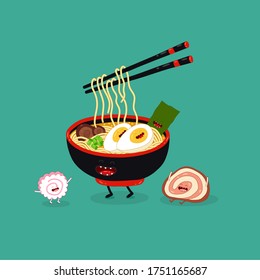 funny ramen bowl. Vector illustration.