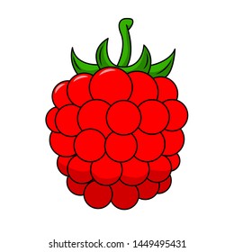 Funny raspberry in cartoon style. Concept Fruits and vegetables. Summer.