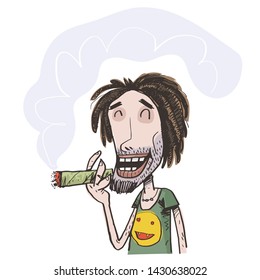 Funny Rastaman laughs. Comic character