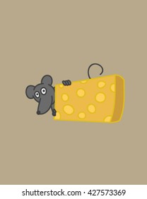 Funny rat and cheese cartoon vector art