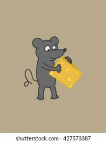 Funny rat and cheese cartoon vector art
